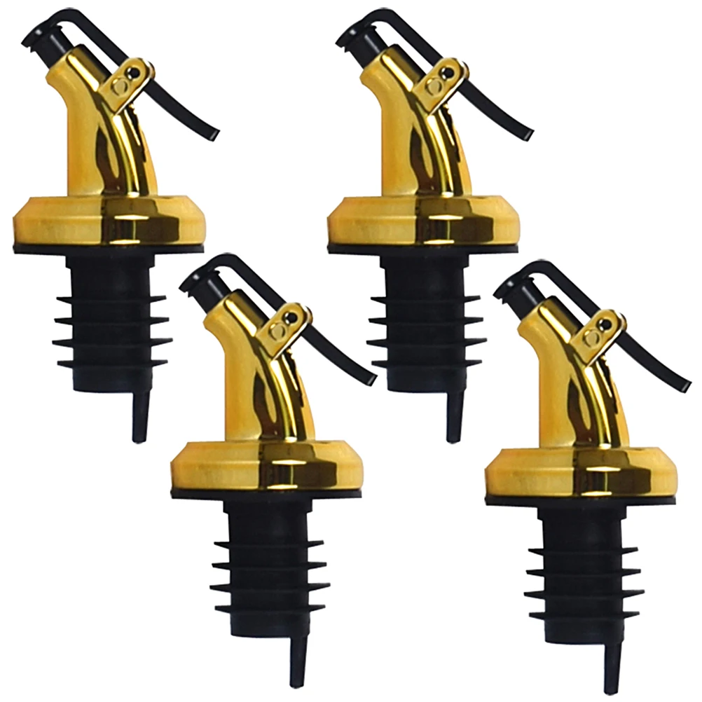 

4pcs Oil Bottle Pourer Nozzle Practical Easy Control Liquid Amount Tight Sealing Spiral Design Suitable Soy Sauce