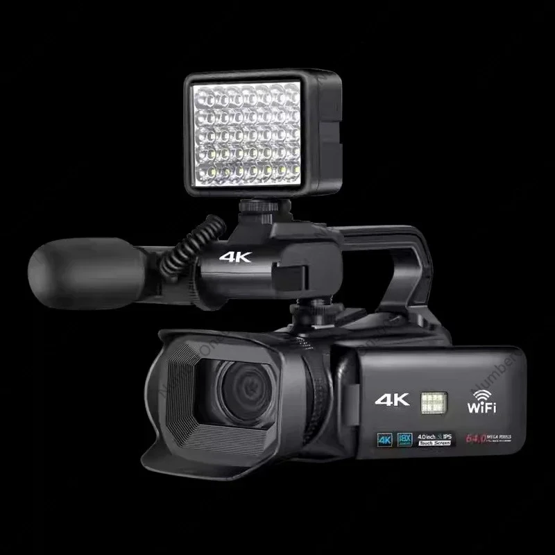 Digital Video Camera Recorder with 18X Digital Zoom with Lens Hood, Stabilizer, Microphone, 128G SD Card, Fill Light