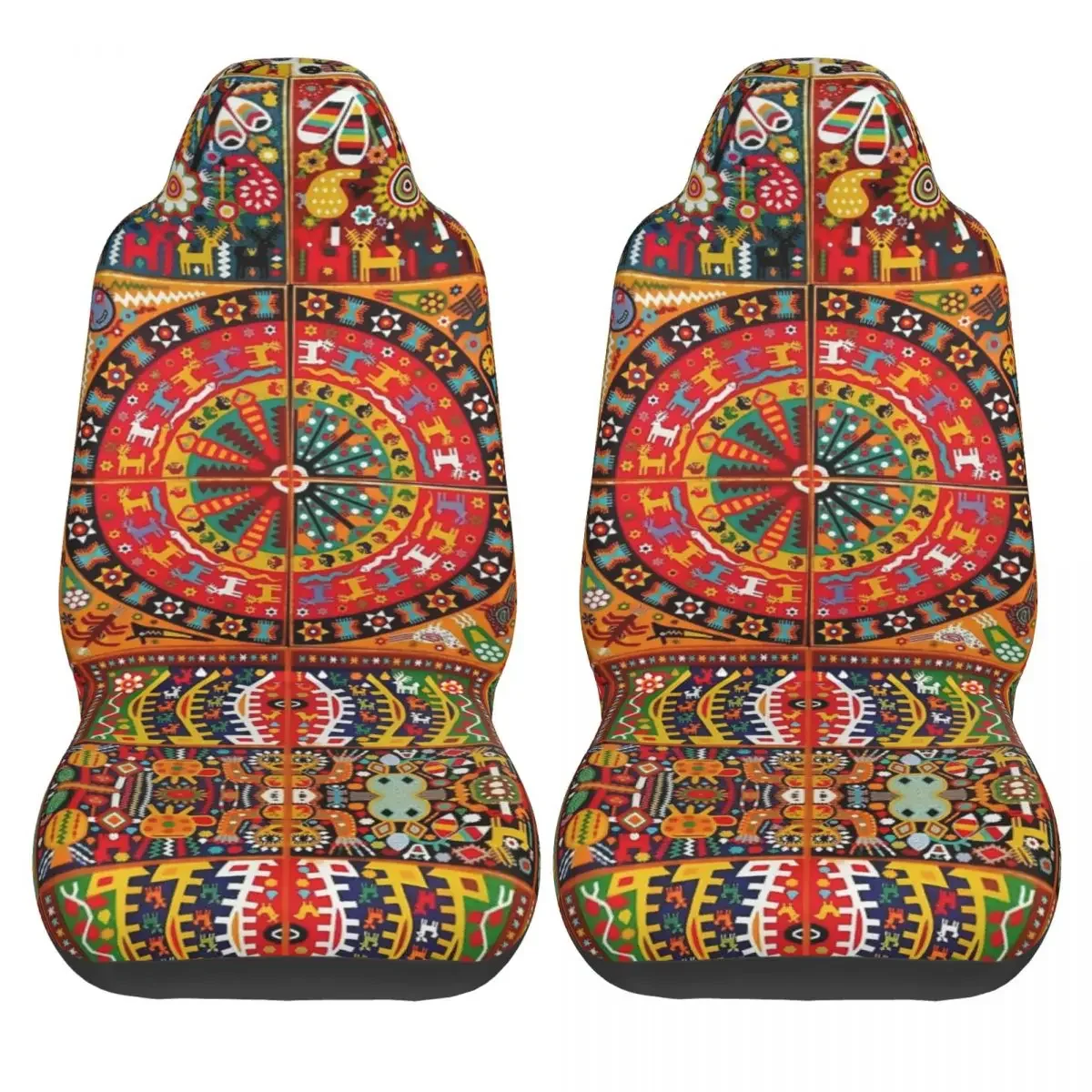 MEXICO ART Metal Car Seat Cover Custom Printing Universal Front Protector Accessories Cushion Set