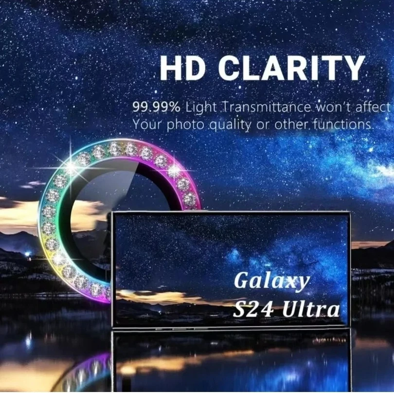 Für Samsung S26 Ultra 5G Aluminiumlegierung + gehärtetes Glas, Diamant-Kameralinsenschutz, Ringschutzkappe für Galaxy S26 S26Ultra S26+