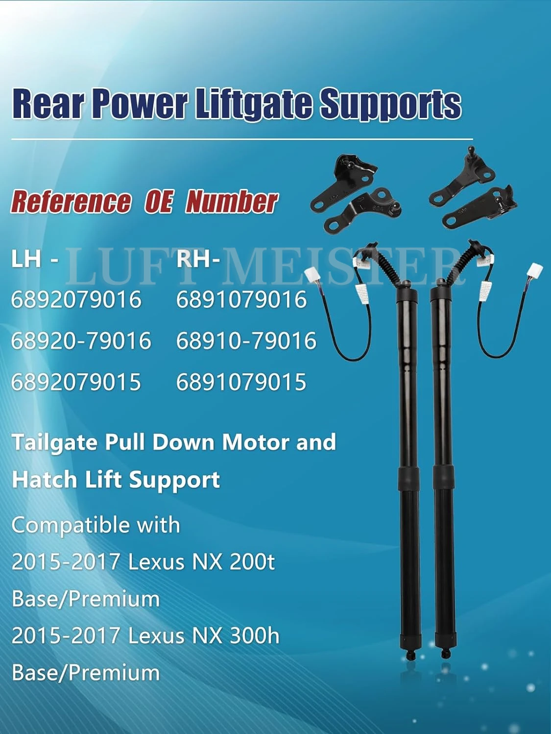 2pcs Electric Tailgate Struts Rear For 2015-2020 Lexus NX200t NX300h 2.0L 2.5L L4 68920-79016 68910-79016 6892079016 6891079016