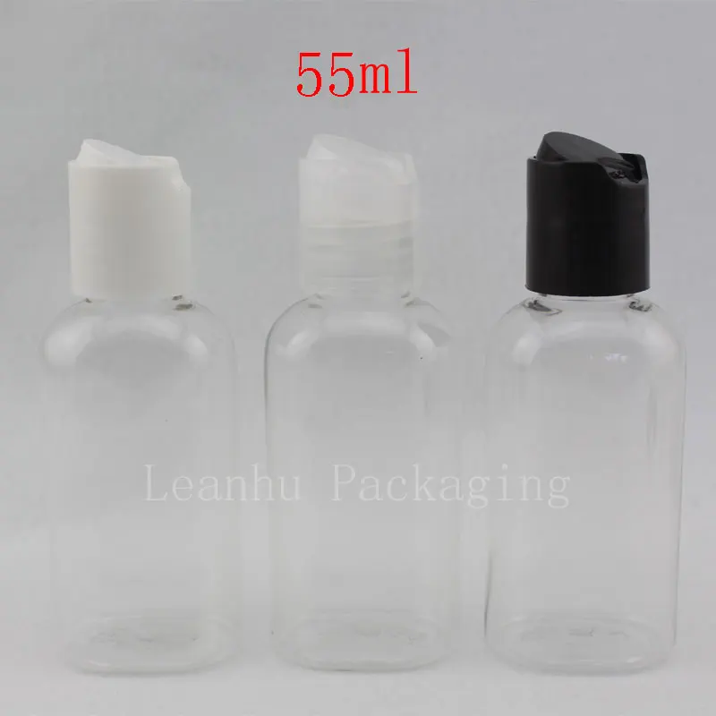 55ml X 50 empty oval shape cosmetic plastic bottle with disk cap, transparent PET bottle plastic  lotion bottle,makeup container