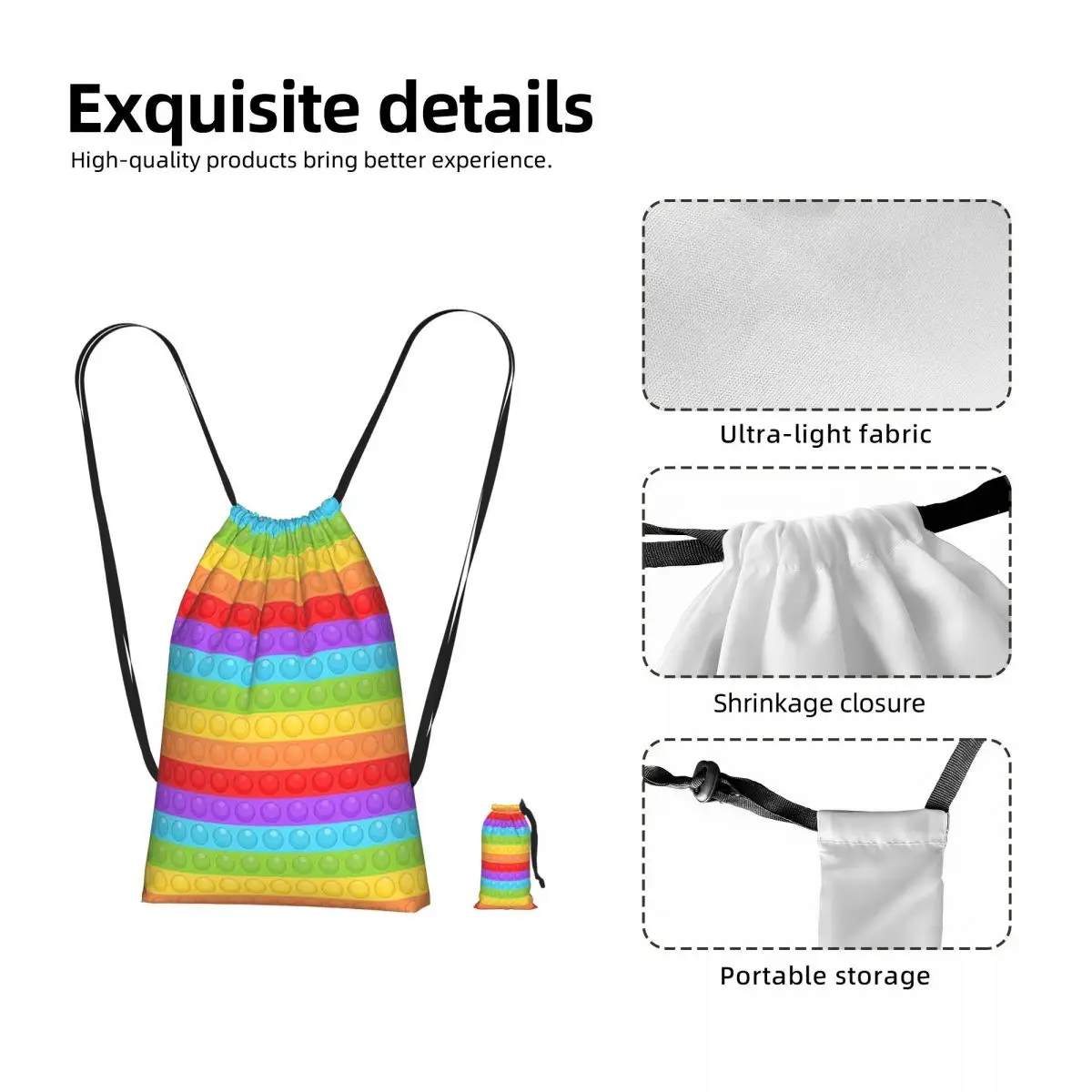 Premium Vector Pop It Seamless Pattern Drawstring Backpack Sports Gym Bag Lightweight Foldable Storage Drawstring Bag Men Women