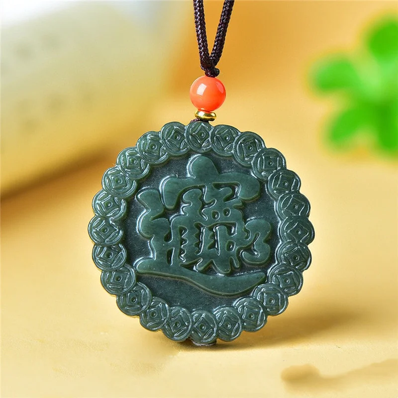 Natural Hetian Jade Lucky Brand Pendant Simple Joker  Jewelry for Men and Women