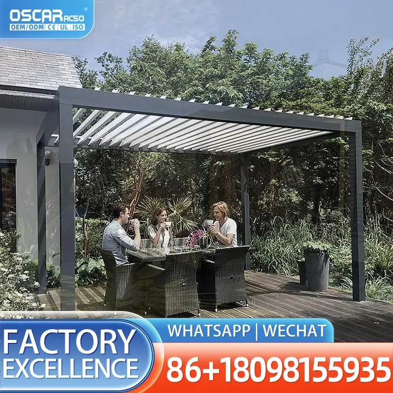 Waterproof Outdoor Aluminium Louvered Hardtop Gazebo Patio Garden Pergola pergola