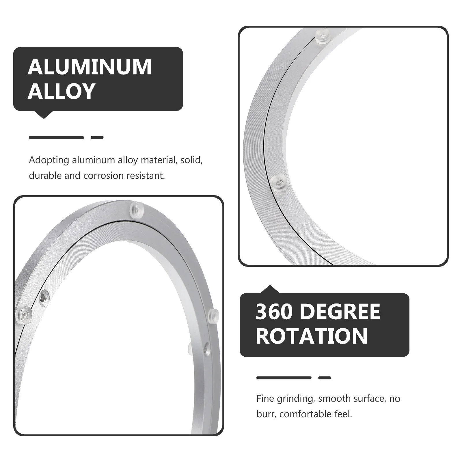 360° Rotating Aluminum Alloy Turntable Bearing Heavy-Duty Swivel Plate for Dining Room, Restaurant & Home
