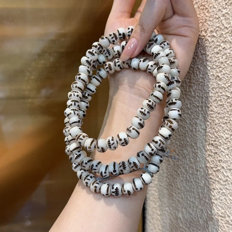 

Браслет из бусин с черепами из кости яка, этнические украшения в тибетском стиле, ручной аксессуар.