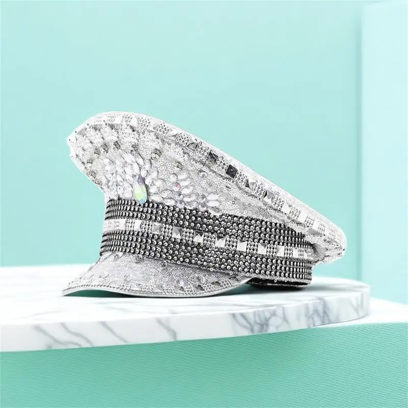 M6CD قبعة البحرية المتلألئة أزياء الكابتن قبعة العروس الرقيب قبعة المرحلة الدعائم خوذة