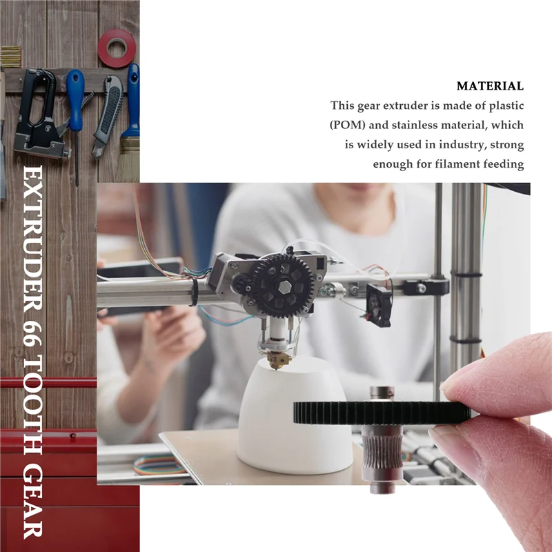 A23F-For Arillery Sidewinder X1 Extruder Gear مع 66 سنًا من الفولاذ المقاوم للصدأ والبلاستيك لمعدات تغذية Aero Extruder #3