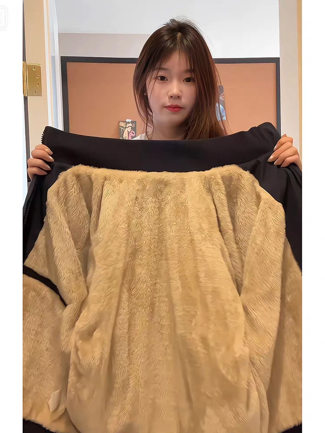 

Tibetan Blue Fce Lined Men's Jaet Winter Thiened Warm Cotton Flight Coat ort Sle Youth Casual Long Sve Zipper