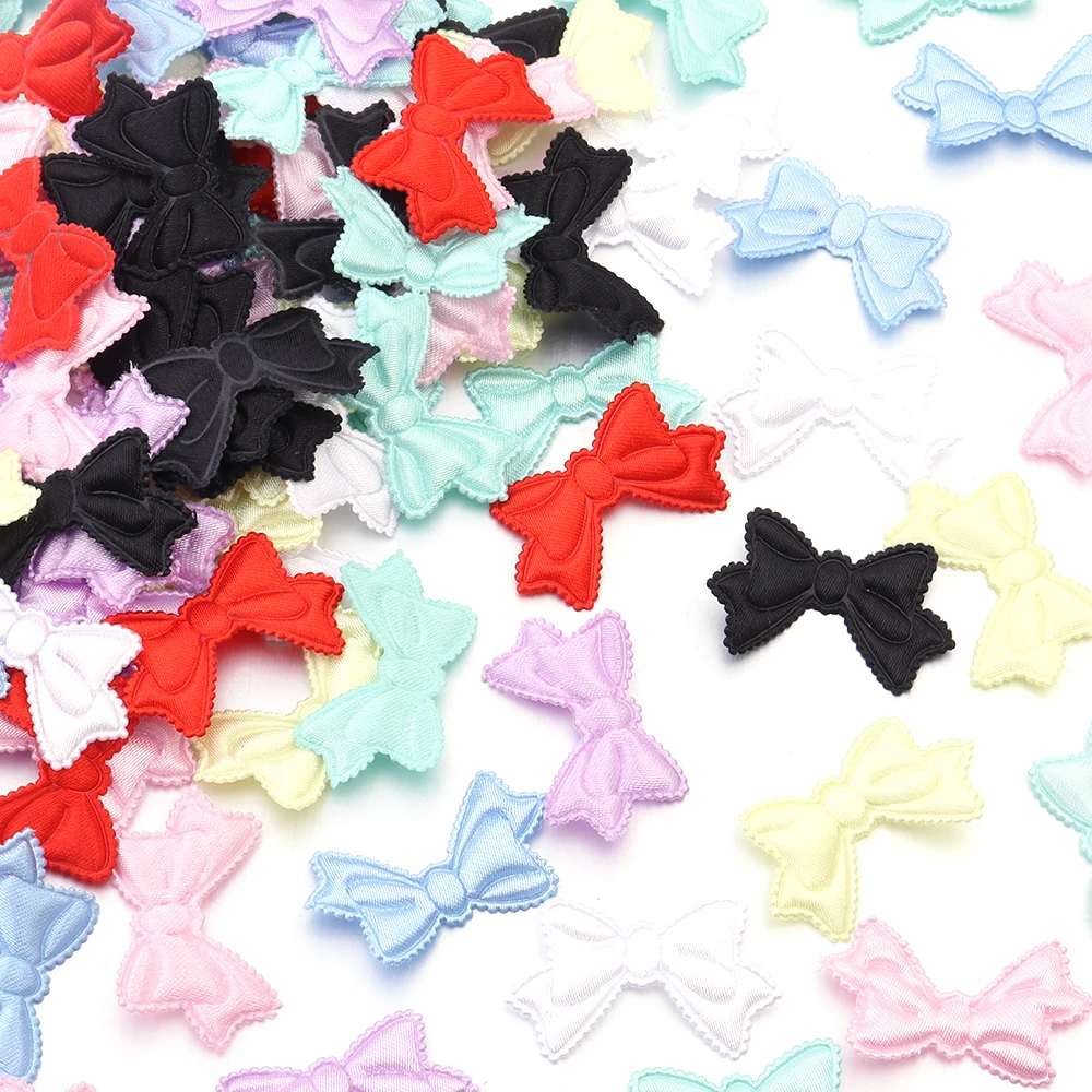 50/100 Stück Süße Schleifen-Herz-Applikationen, bunte Stoff-Schwamm-Blütenapplikationen für Mädchen, Kinder, DIY-Haarnadeln, Kopfschmuck, Accessoires – Detail 7