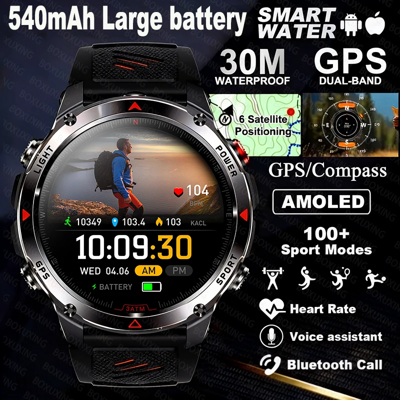 T-Rex 3 Pro Military Grade AGPS Smart Watch 10ATM Waterproof Dual-band GNSS Compass Altimeter AMOLED Swim Sports Smart Watch Men