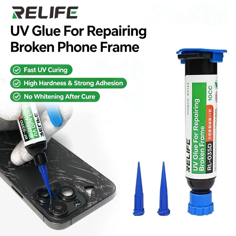 RELIFE RL-035D Broken Frame Repair UV Glue Fast Curing Non-Whitening High Temperature Resistant Adhesive For Mobile Phone Repair