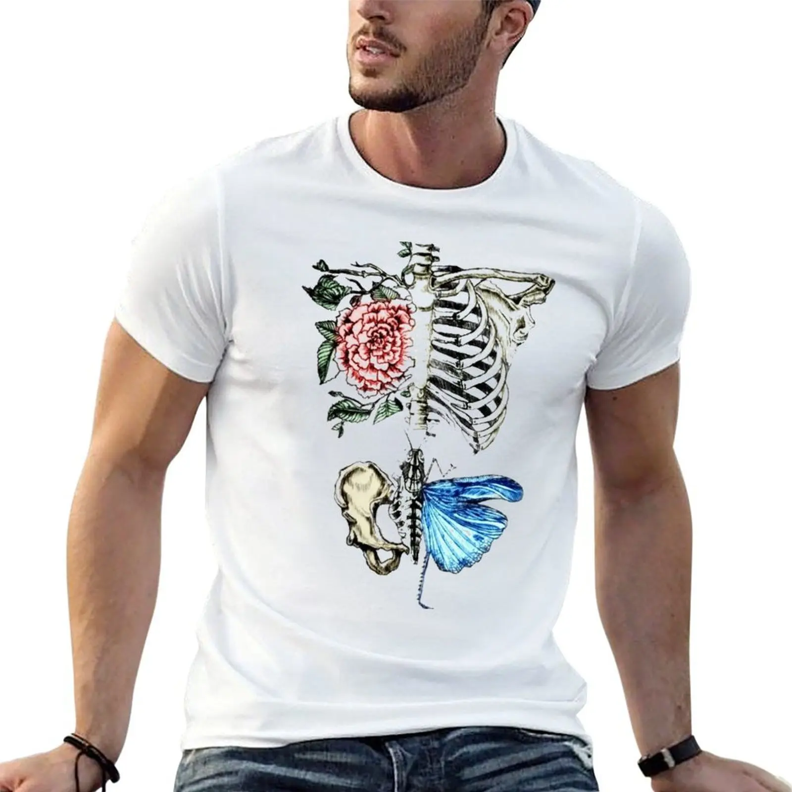 

Illustration - Skeleton nature T-Shirt cotton t shirts high quality man t shirt heavy cotton t shirts for man cotton T-Shirt