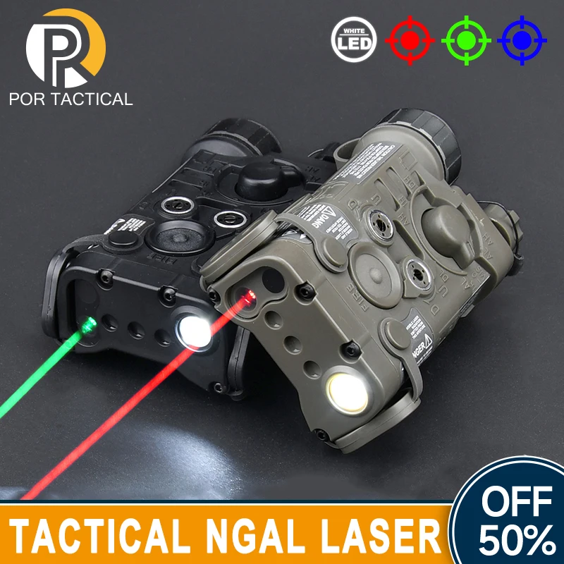 WADSN Airsoft Tactical NGAL Laser Pointer Red Green Blue Dot Sight Aiming Laser White LED Light Strobe Flashlight Weapon Scout L