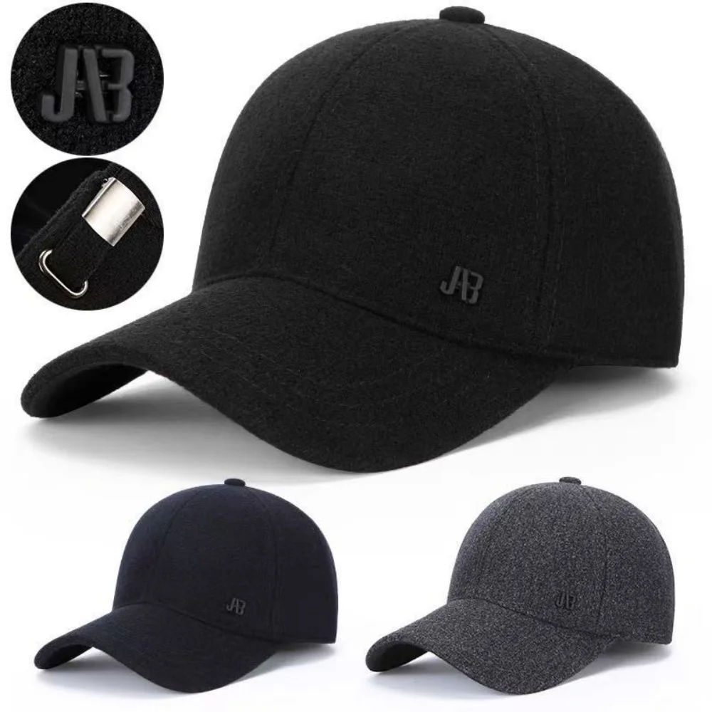 Men Autumn Winter Baseball Cap, Thick Warm Windproof, Fashion Letter Adjustable Peaked Cap, Casual Outdoor Sport Dad Caps