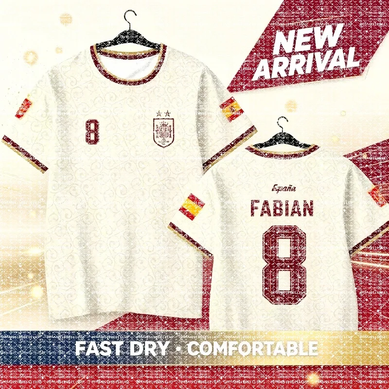 2026 Spanish Team Yamal Player Edition Football Shirt, Quick Drying Short Sleeved T-shirt, Men's and Women's Family Kids Tees 3d