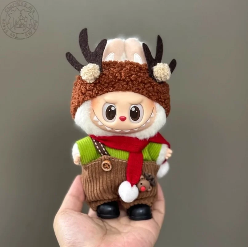 Only Clothes For Labubu 17cm Removable Wearable Christmas Series Doll Clothes Plush Vinyl dolls Christmas Set Christmas Gifts