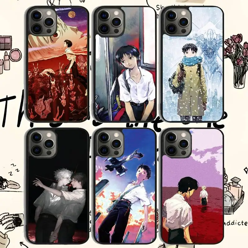 

Aesthetic Anime S-Shinji Ikari Phone Case For 11 12 13 14 15 16Pro Max mini Plus Frosted mirror Phone Cover