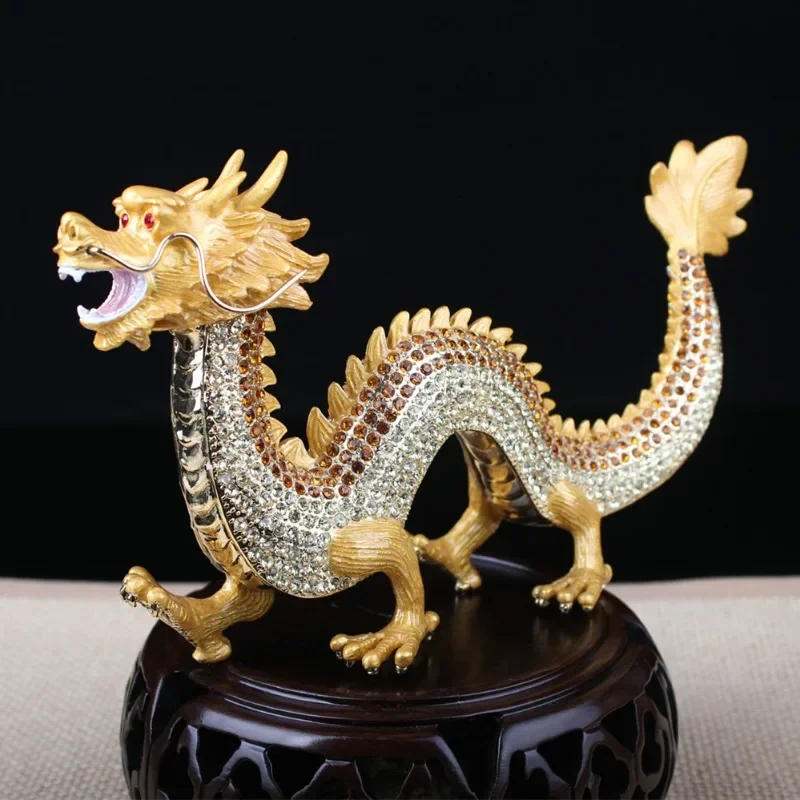 Enamel Color Chinese Dragon Hand-painted with Diamonds Home and Office Decoration Gifts New Chinese Decorative Gifts