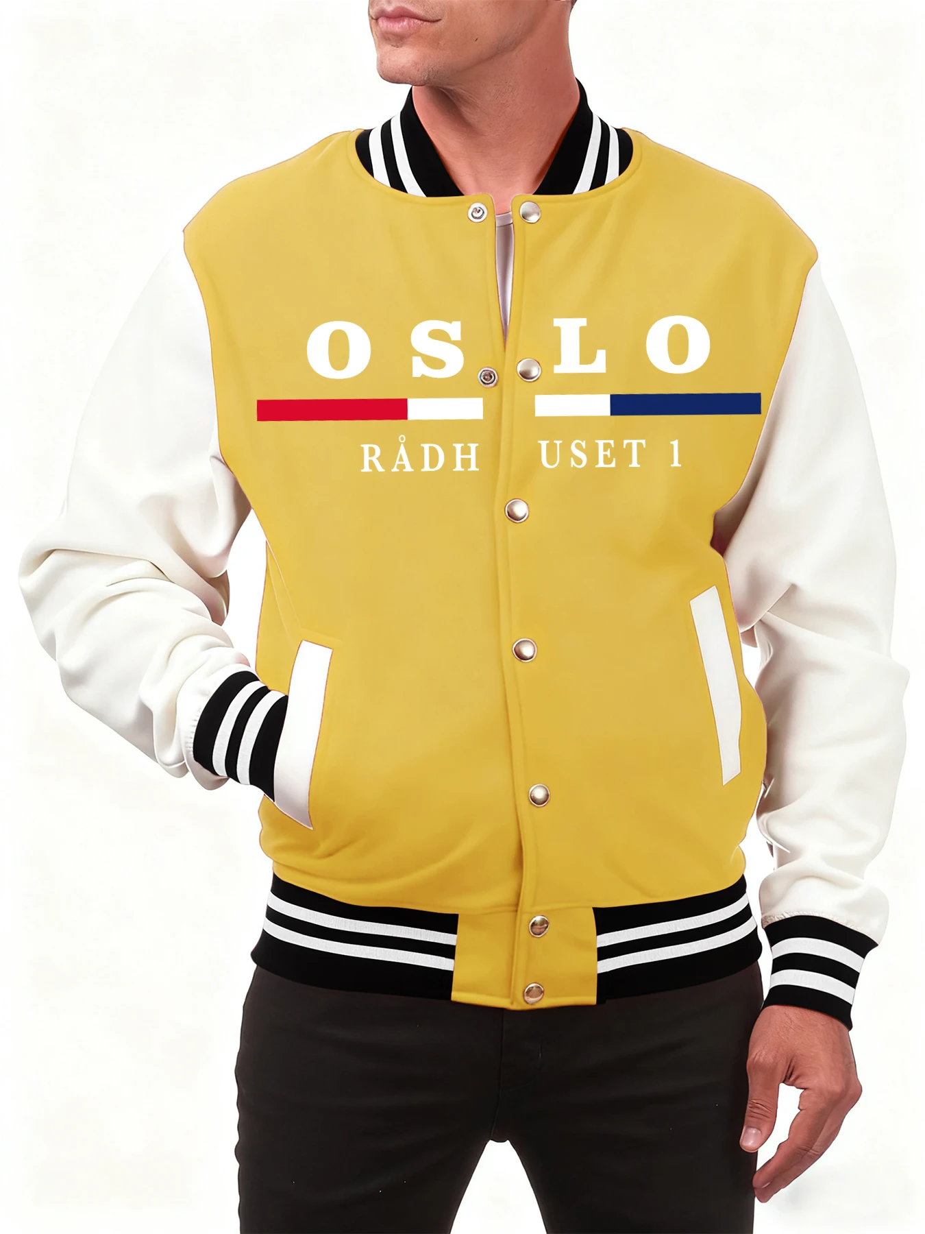 

Oslo Radh Uset 1 Print Men Streetwear Hip Hop Button Jacket Casual Oversize Baseball Jersey Autumn Fashion Soft Clothing