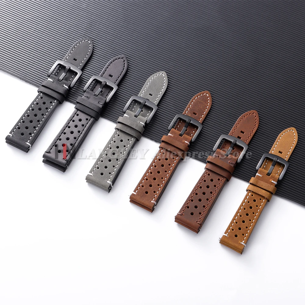 퀵 릴리즈 18/19/20/21/22/24mm 빈티지 소가죽 스트랩 삼성 갤럭시 워치 7/6/5/4 유니버설 팔찌 스포츠 밴드