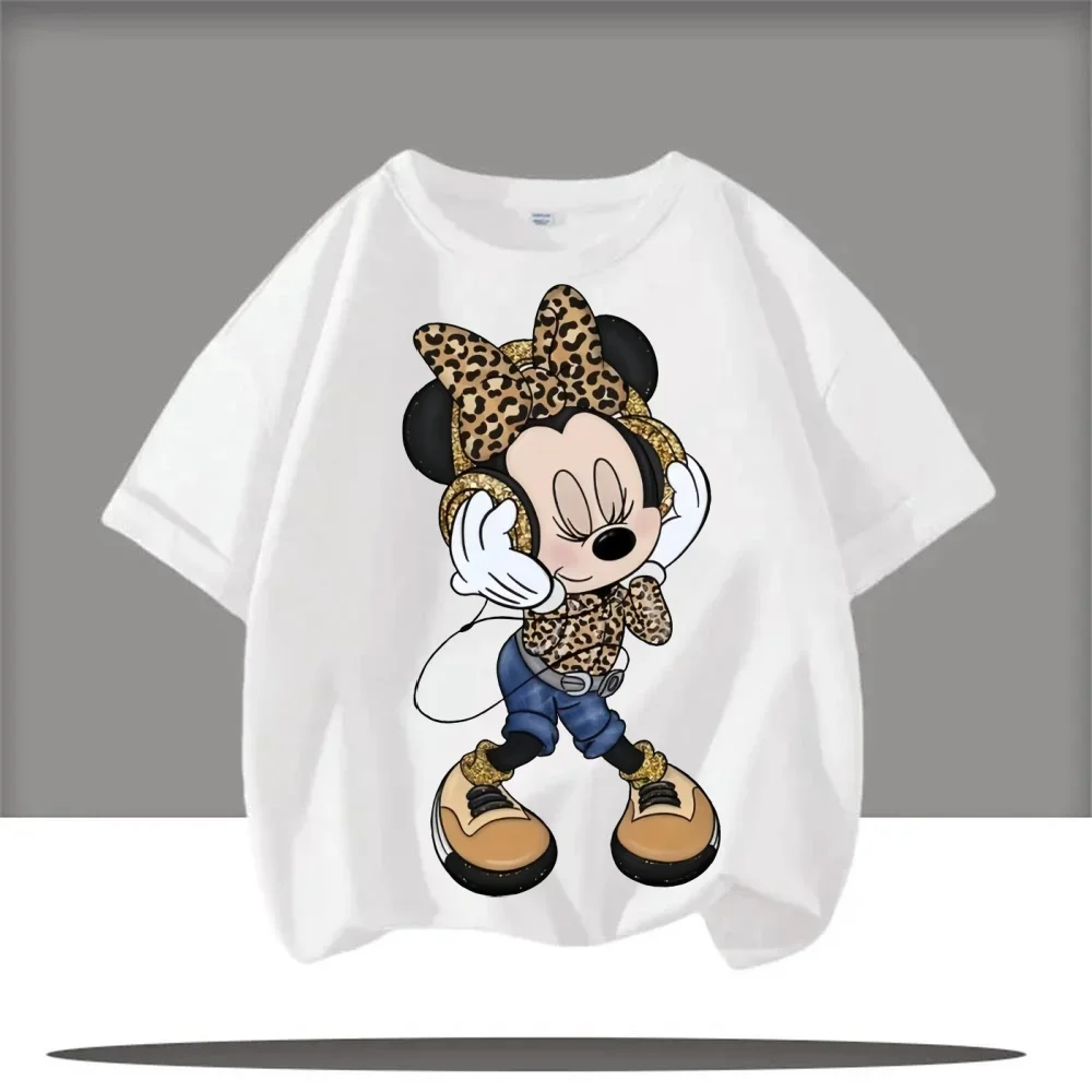 

2025 Summer Disney Climbing Mickey Cartoon Printed 2D Children's Short Sleeve Mesh T-shirt Fashion Cute Children's Top