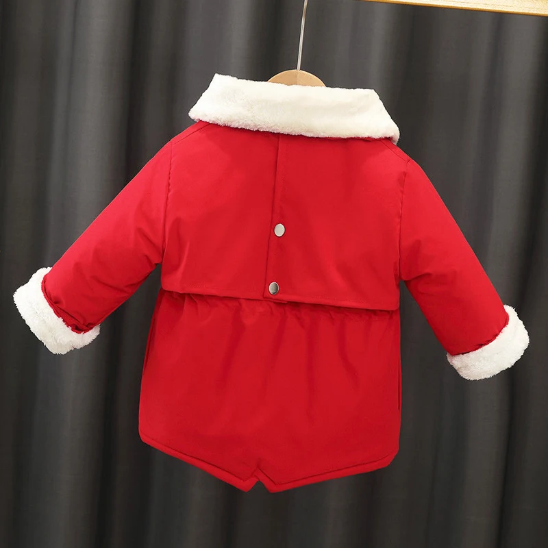 Winter Plus Velvet Warm Kids Windbreaker Jackets For Girls Coat New Fashion Children's Outerwear 1-6 Years Toddler Girl Clothes image 4
