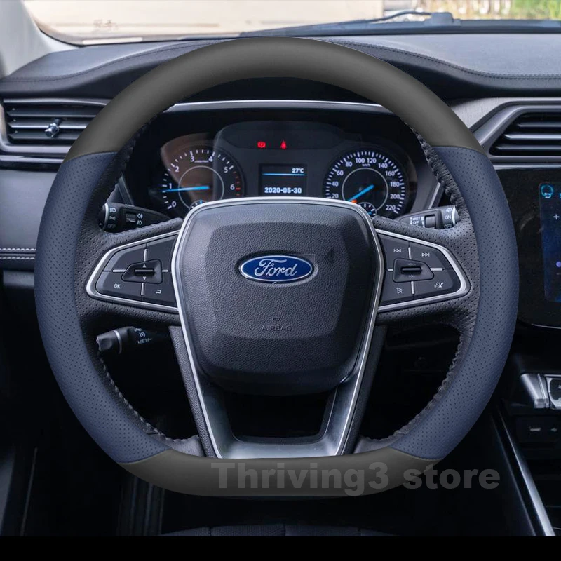 

Leather Car Steering Wheel Cover For FORD Territory Titanium 2020-2023 Non-slip Auto Steering Wheel FORD Territory Accessories