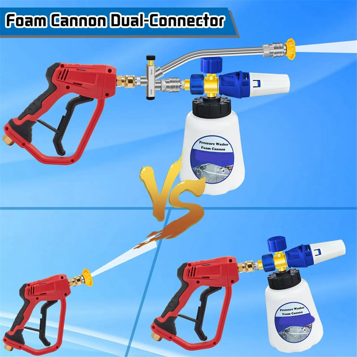 Pressure Washer Dual-Connector Tool with 7 Pressure Washer Nozzle Tips, 1/4 Quick Connect Switch Double Tip Attachment