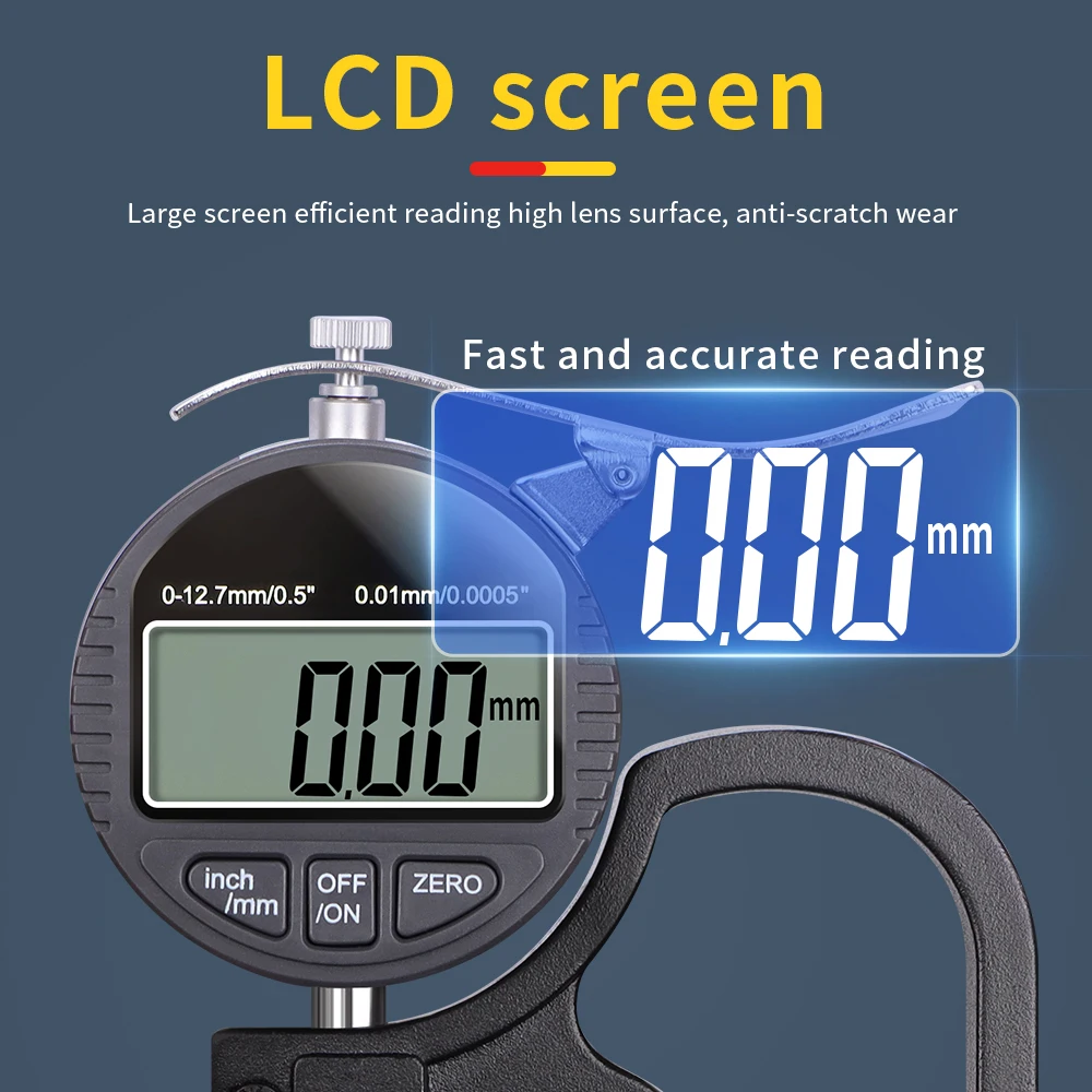 Electronic Thickness Gauge 0.01/0.001mm 12.7mm LCD Screen Digital Micrometer Thickness Meter Gauge Micrometro Measuring Tool