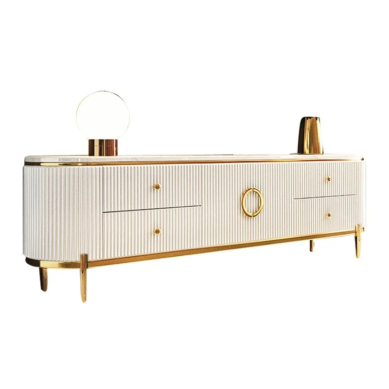 طاولة قهوة ذات بلاطة صخرية فاخرة وخفيفة وخزانة تلفزيون وغرفة معيشة وشقة صغيرة وحديثة وبسيطة للتخزين العالي #5