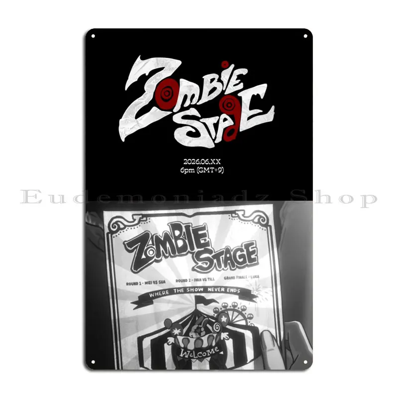 Anime Zombie Stage Metal Sign Print Rusty Wall Mural Design Classic  Zombie Funny Mizi Sua Tin Sign Poster