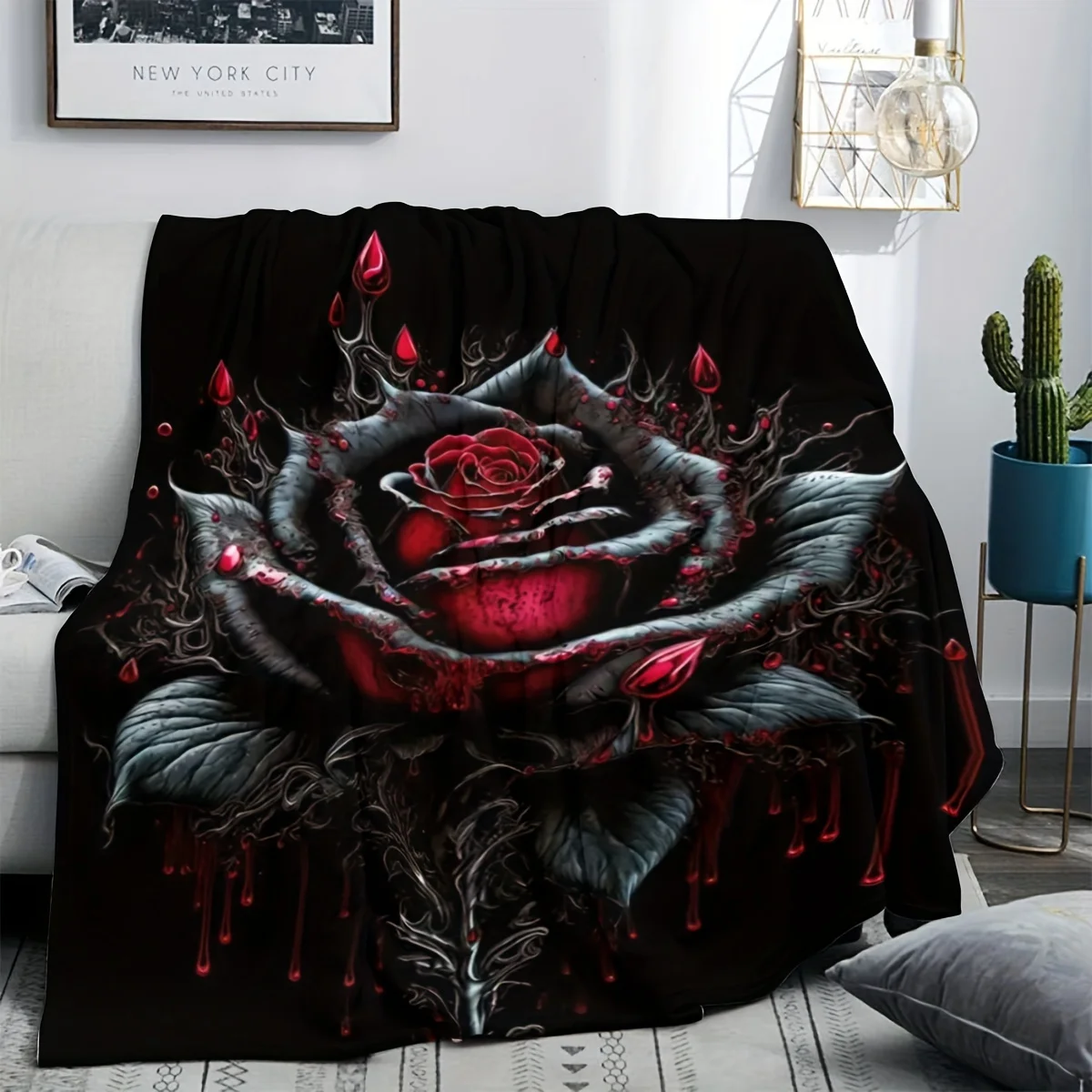 Red Dragon Eye Flannel Blanket – Ultra-Soft Warm Throw – Perfect for Sofa Bed Office Camping