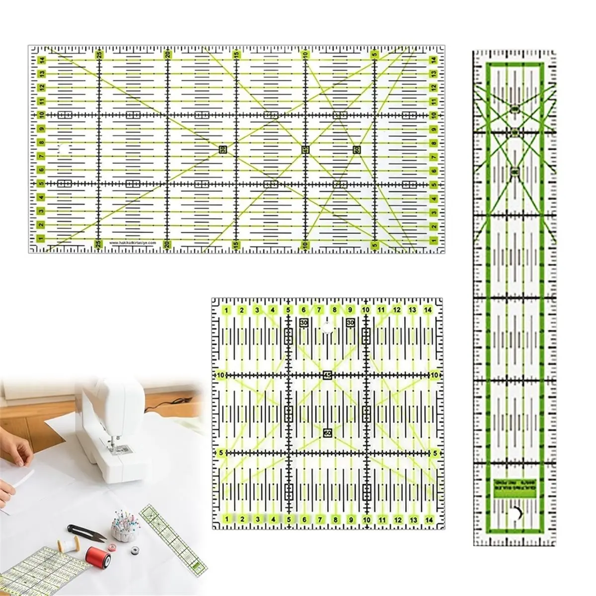 Best of 2026 3PCS Transparent Sewing Ruler, Quilting Rulers for Fabric Cutting, Sewing Rulers, Patchwork Templates Accessories
