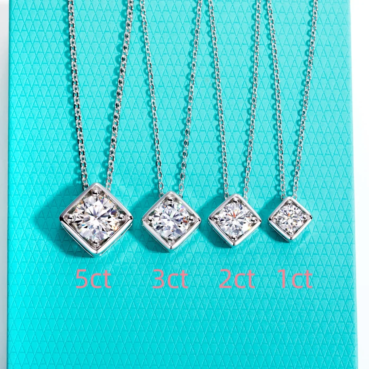 QIBAOKU 1ct/2ct/3ct/5ct Moissanite Square Pendant Necklace S925 Sterling Silver 18k Gold Plated Necklace Women Jewelry Gift 2026