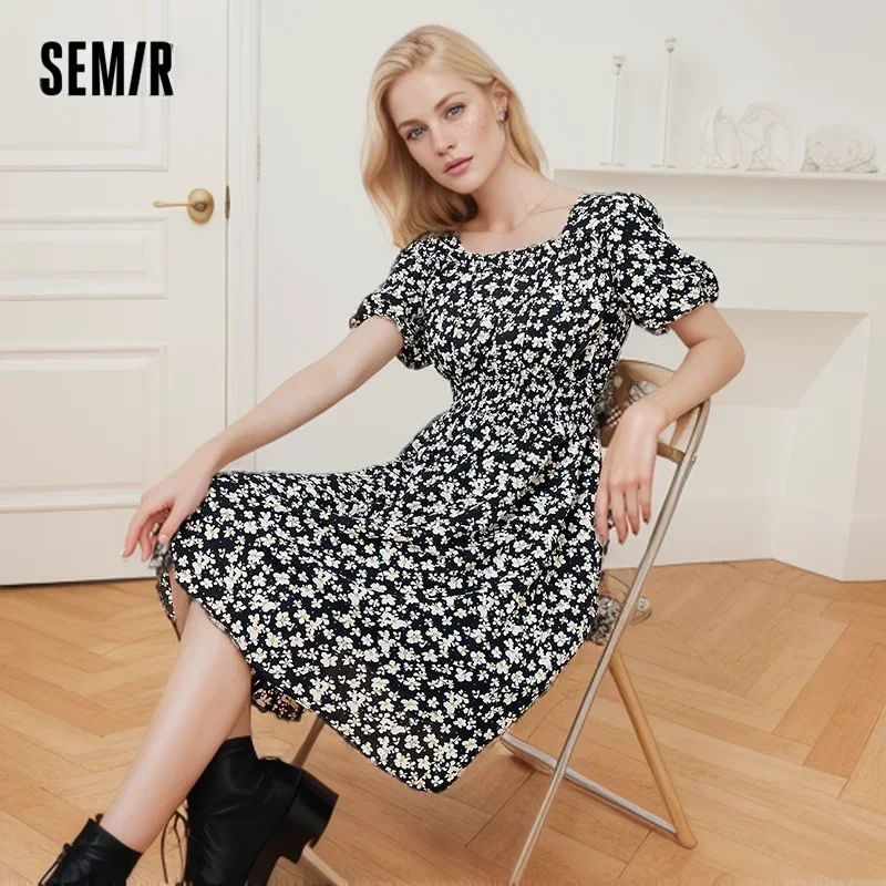 Semir dress women floral dresses temperament 2024 New Arrival  summer new chiffon dress sweet