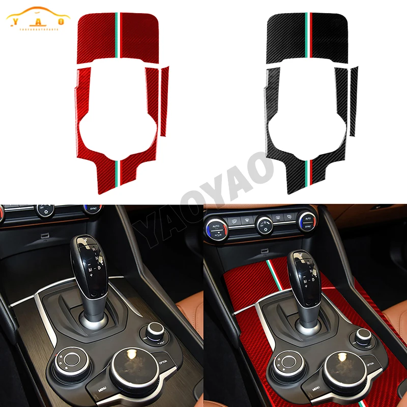 

Car Sticker For Alfa Romeo Giulia 2017-2019 Carbon Fiber Car Gear Shift Outer Panel Cover Trim Car Interior Accessories