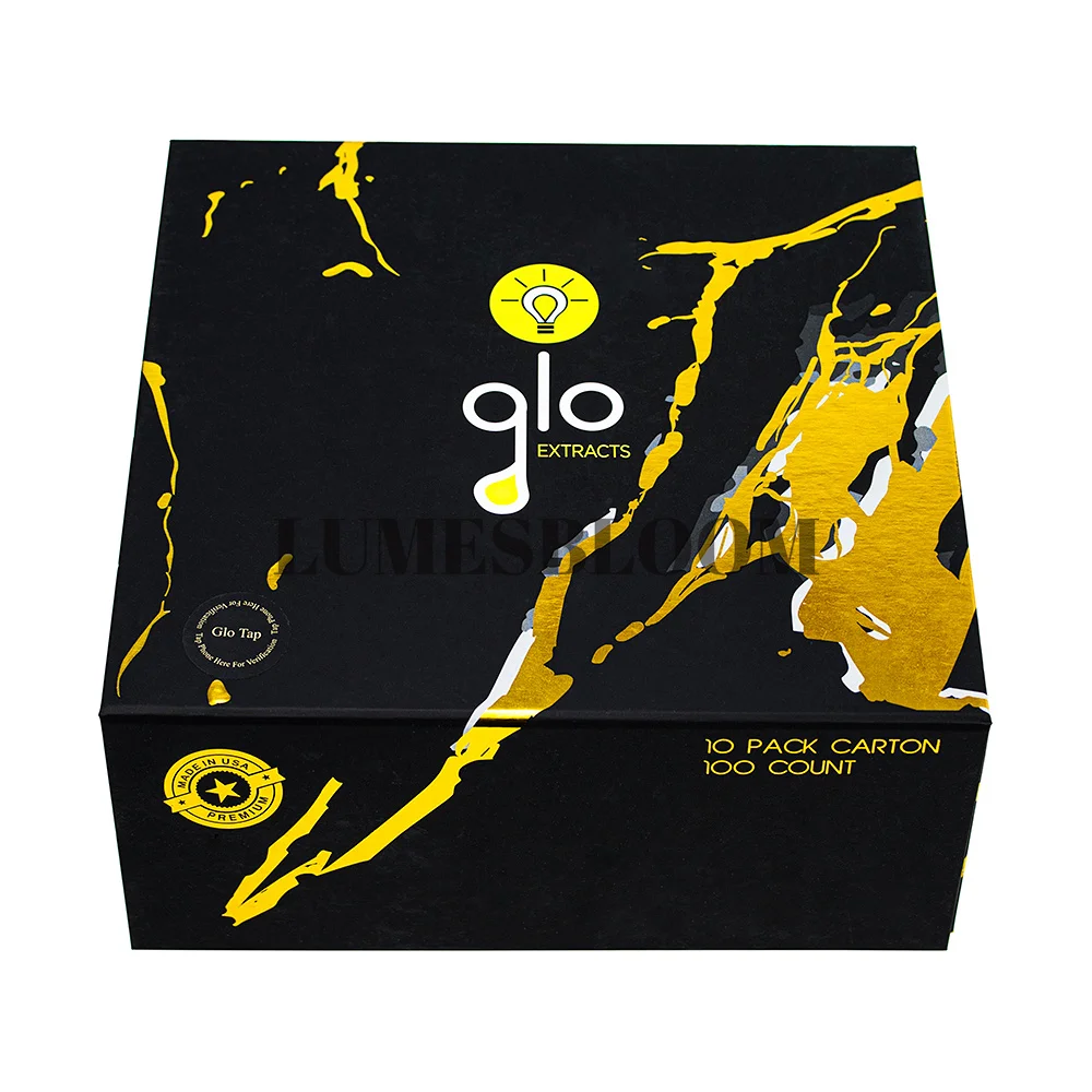 

GLO Empty Cartridge Storage Paper Packaging Mini Box 1ml Tank Extract Cart Case Sticker Set Big Black Display Cardboard Custom