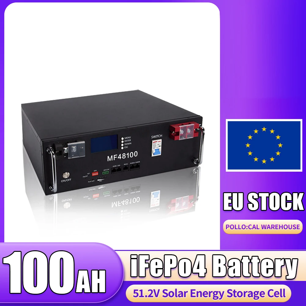 

Brand New LiFePO4 48V 100Ah Battery Pack 5kwh Built-in 16S 100A BMS RS485 CAN Cell Pack For Solar System Home Energy Storage Van