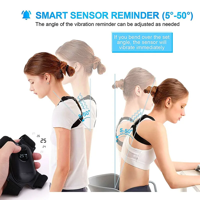 Smart Posture Corrector Sensor Vibration Reminder Posture Reminder for Adjustable Angle and Strap Help To Keep Right