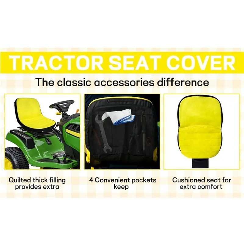 Non-Slip Lawn Mower Seat Cover For John Deere X350 X380 Tractor With Water-Resistant Protection Storage Pockets Protector-Hot
