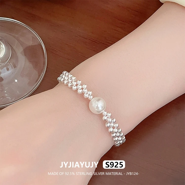 

JYJIAYUJY 100% Whole Original Sterling Silver S925 Bracelet Handmade Silver Ball Shell Pearl Style Woman Jewelry Daily JYB124