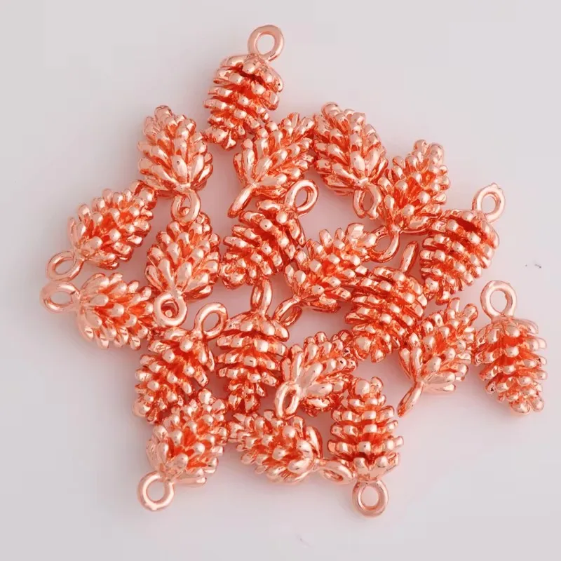 10pcs 8*15Mm Diy Silver Color Pine Cone Charms Gold Color Pinecone Nut Pendant 3D Jewelry Accessories High Quality Plating