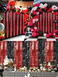 2PCS Halloween decoration red and black metal foil tassel rain silk curtain, 2m × 1m rain silk door curtain