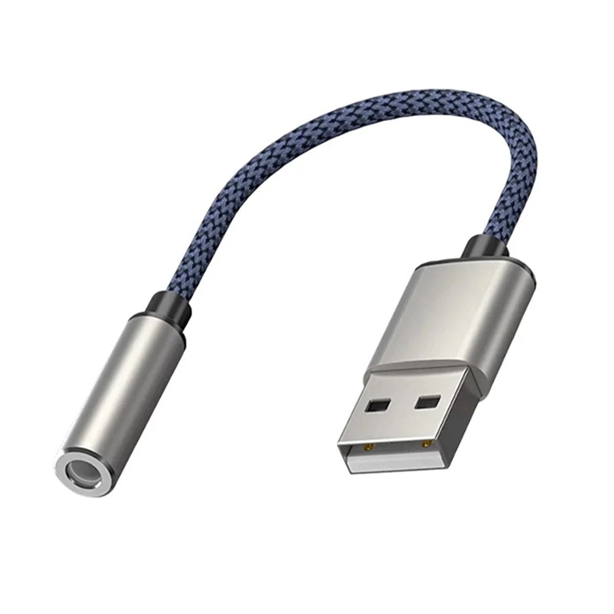 FZFZ USB - 3.5mm オーディオケーブル USB A - 3.5mm メス外部ステレオサウンドカードヘッドフォンマイクサウンドアダプターシルバー&ブルー