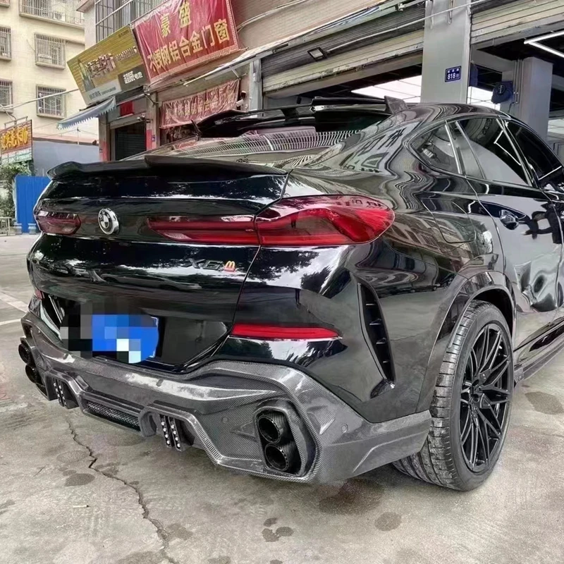 

Для BMW X6 X6M G06 F96 2020 21 22 23 углеродное волокно, задняя крыша автомобиля, крышка багажника, спойлер, крылья, черные аксессуары для внешней тюнинга
