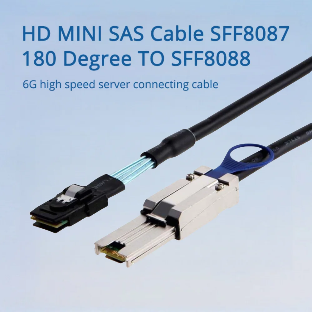 HD MINI SAS Cable SFF8087 180 Degree TO SFF8088 Cable Supports 6G High Speed Server Cable Available in 0.5M 1M 2M and 3M Lengths