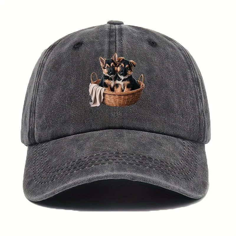 German Shepherd Puppy Print Women's Baseball Cap, Adjustable Outdoor Casual Sports Baseball Cap, the Best Choice for Thanksgivin