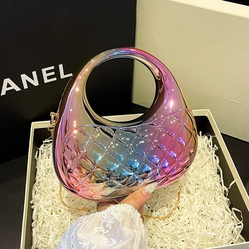 

Вечерние клатчи для женщин 2024, роскошные дизайнерские кошельки и сумки, золотая свадебная вечеринка, сумка на запястье с круглой ручкой